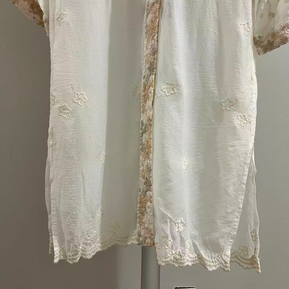 NWOT Johnny Was Kimono Embroidered Floral Jacket Coat Cream Ivory Size S - Picture 11 of 16